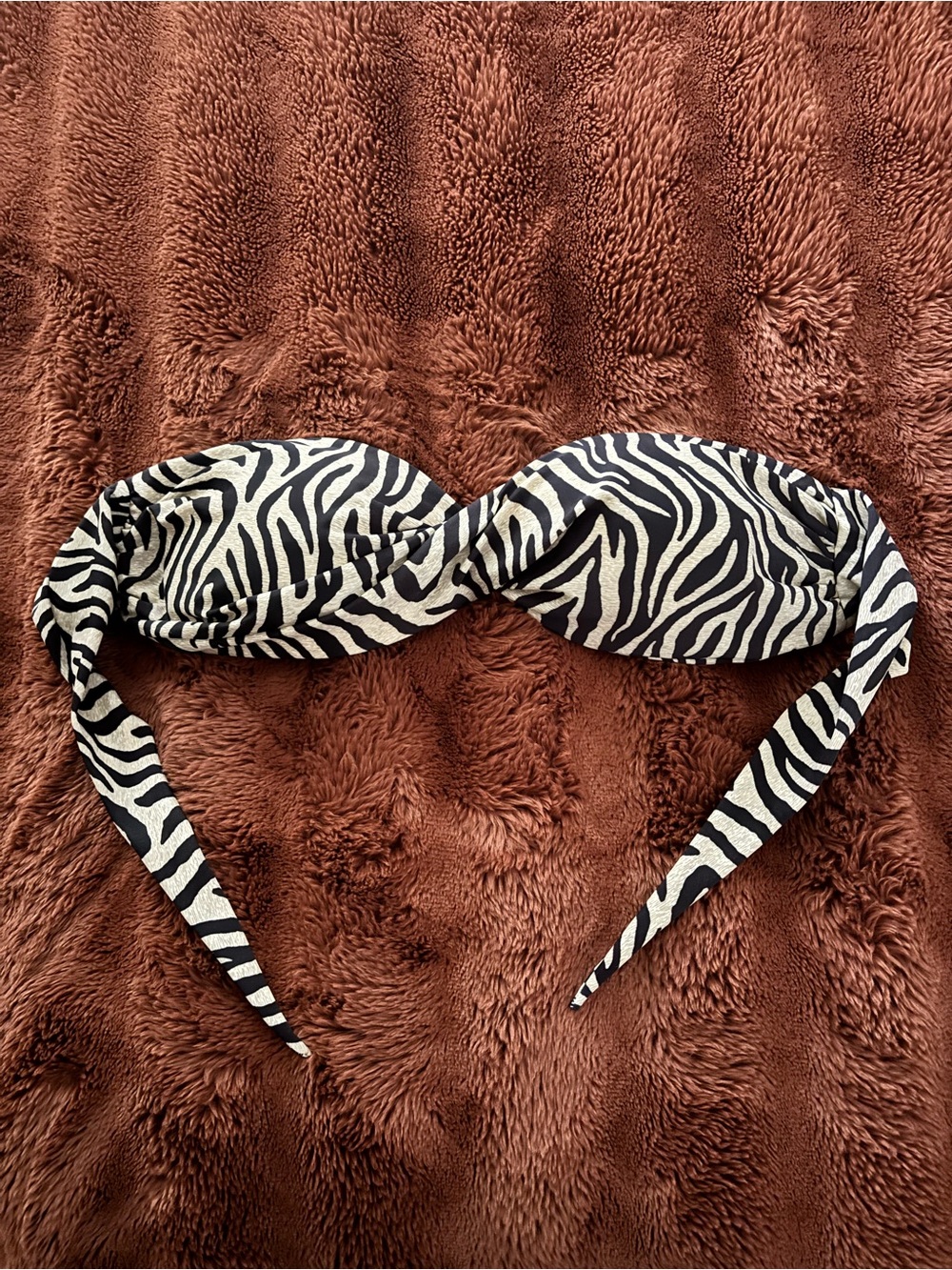 Zebra Print Push-up Bandeau Bikini Top